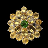 Natural  Oval Citrine 6x4 mm Chrome Diopside Ring