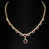 Genuine 10x8mm  Red Ruby 160 Cts Necklace