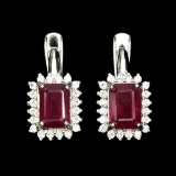 Natural 7x5mm Top Rich Red Ruby Earrings
