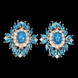 Natural Blue Opal & Brazil Blue Apatite Earrings