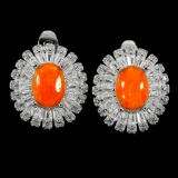 Natural  Orange Fire Opal 8x6 MM Earrings
