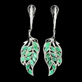 Natural Colombian Emerald Leaf Earrings