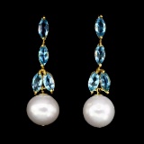 Natural Pearl & Topaz Earrings