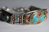 Tibet Hand Made Turquoise & Coral Bracelet