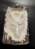 Hand Carved Antler Wolf Pendant