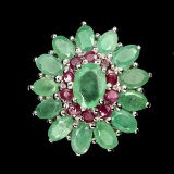Natural Columbian  Emerald & Ruby Ring
