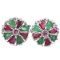 Natural EMERALD & RUBY FLOWER EARRING