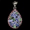 Natural Blue Tanzanite Emerald & Ruby Pendant