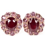 Natural RED RUBY & RHODOLITE GARNET Earrings