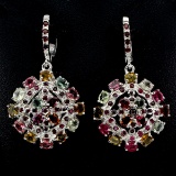 Natural Fancy Tourmaline Ruby Garnet Earrings