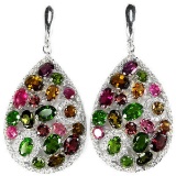 Natural TOURMALINE CHROME DIOPSIDE RHODOLITE Earrings