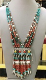 Tibet Hand Made Turquoise & Coral Necklace