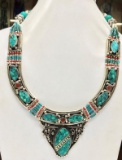 Tibet Hand Made Turquoise & Coral Necklace