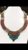 Tibet Hand Made Turquoise & Coral Necklace