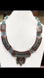 Tibet Hand Made Natural Turquoise & Coral Necklace