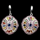 Natural Blue & Fancy Color Sapphire Ruby 84 CT Earrings