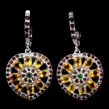 Natural Citrine Chrome Diopside Garnet Earrings