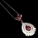 Pear Red Ruby 9x7 MM Necklace