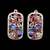 Natural Top Rich Pink Tourmaline & Tanzanite Earrings