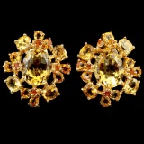 NATURAL 11X9 MM.  ORANGISH YELLOW CITRINE Earrings