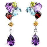 Natural TOPAZ AMETHYST GARNET PERIDOT & CITRINE Earring