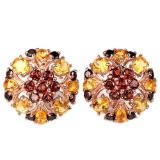 NATURAL AAA DARK ORANGE RED GARNET CITRINE Earrings