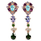 NATURAL CHROME DIOPSIDE TANZANITE APATITE Earring