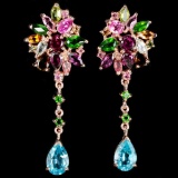 NATURAL TOPAZ CHROME DIOPSIDE & TOURMALINE Earrings