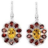 NATURAL ORANGISH YELLOW CITRINE, GARNET Earrings