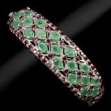 Natural Green Emerald & Rhodolite Garnet Bangle