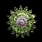 Natural Top Rich Green Peridot Ruby Ring