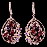 NATURAL AAA RHODOLITE GARNET & AMETHYST Earring