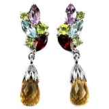 Natural CITRINE TOPAZ GARNET AMETHYST & PERIDOT Earring