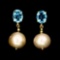 Natural Pearl & Swiss Blue Topaz Earrings