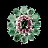 Natural Columbian Emerald Chrome Diopside Ruby Ring