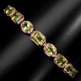 Natural 7x5 mm Top Rich Green Peridot Bracelet