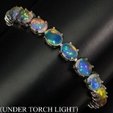 Natural Unheated White Opal Rainbow 94.36  Cts Bracelet
