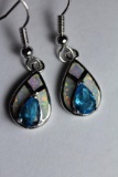 Natural London Blue Topaz & Opal Earrings