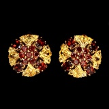 Natural Orange Mozambique Garnet Citrine Flower Earring