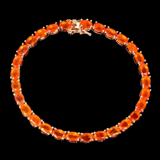 Natural Mexican Orange Fire Opal Bracelet