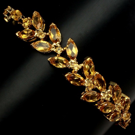 Natural 8x4mm Yellow Citrine 71.41 Ct Bracelet