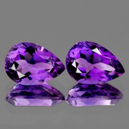 Natural Purple Amethyst Pair 13x9 MM{Flawless-VVS1}