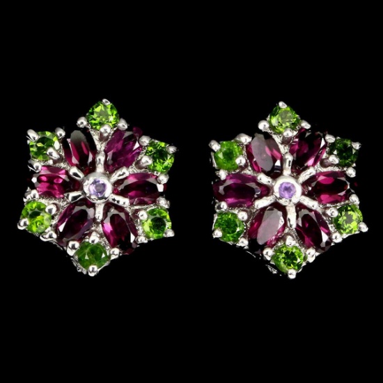 Natural  Rhodolite Garnet Amethyst Chrome Diopside