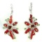 Natural Handmade Red Coral Ruby & Emerald Earrings