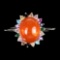 Natural Oval Orange Fire Opal Ring