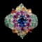 Natural Emerald, Sapphire &  Rhodolite Garnet Ring