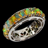 Natural Unheated Oval White Opal Rainbow Ring