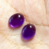 Natural Oval Cabochon Intense Purple Amethyst Pair