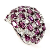 Natural Unheated Oval Rhodolite Garnet Ring