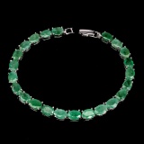Natural Unheated Oval Zambian Emerald Bracelet